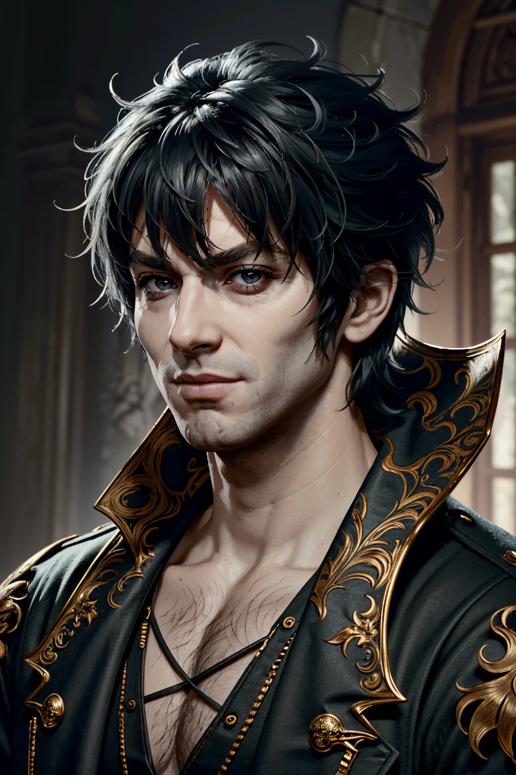((ultra detailed, masterpiece, absurdres))
<lora:BGGortash:0.8>
BGGortash, 1boy, short hair, black hair, looking at viewer, portrait