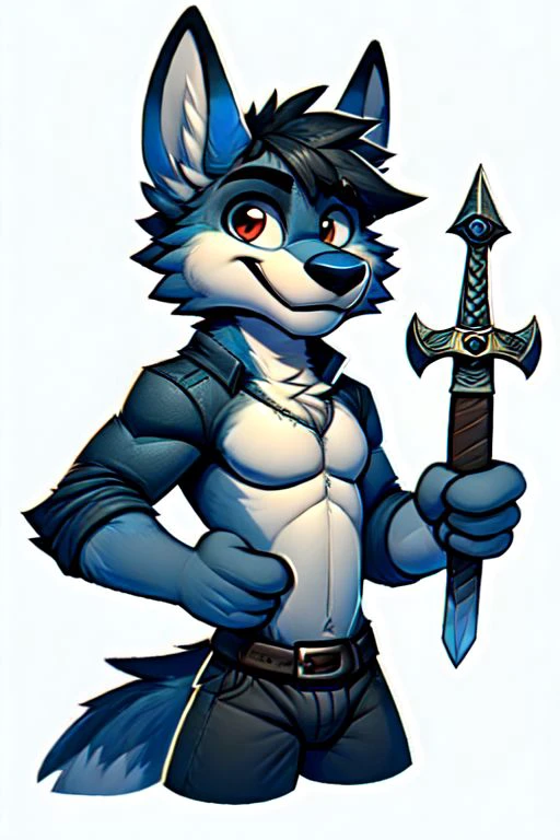 KiraWislow, furry, holding sword