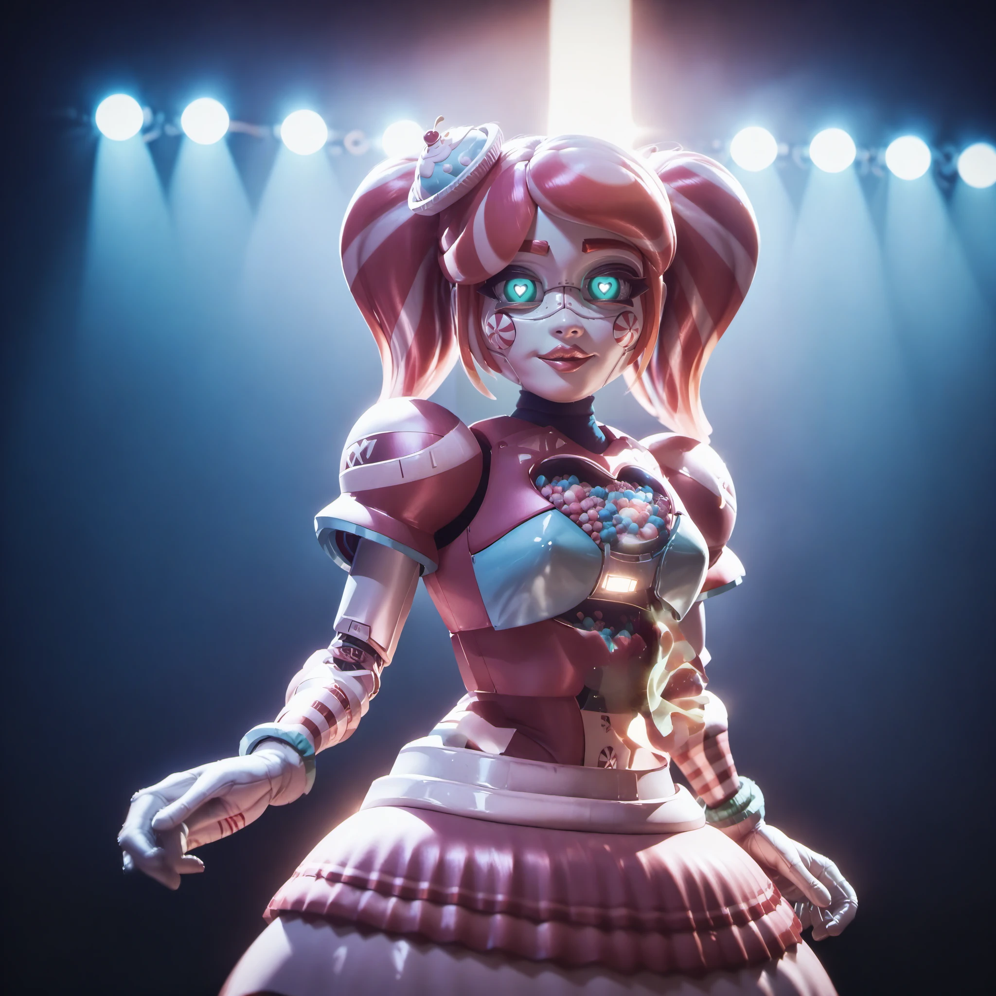 score_9, score_8_up, score_7_up,score_6_up, score_5_up, highly detailed, lighting and shadowing, high res, android, skirt, looking at the viewer, standing in a dark stage, dark stage, spotlight
<lora:kandylandPonySdxlv6-100mb:1>