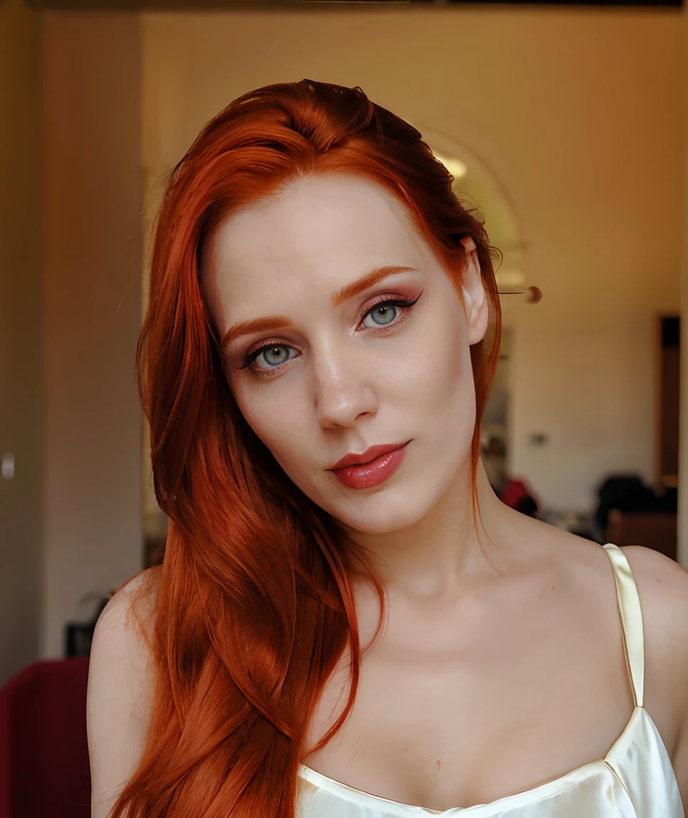<lora:quiron_simoneSimons_v5_Lycoris:0.87> SimoneSimonsQuiron woman, red hair, simone, simons, makeup, Offensive stance,