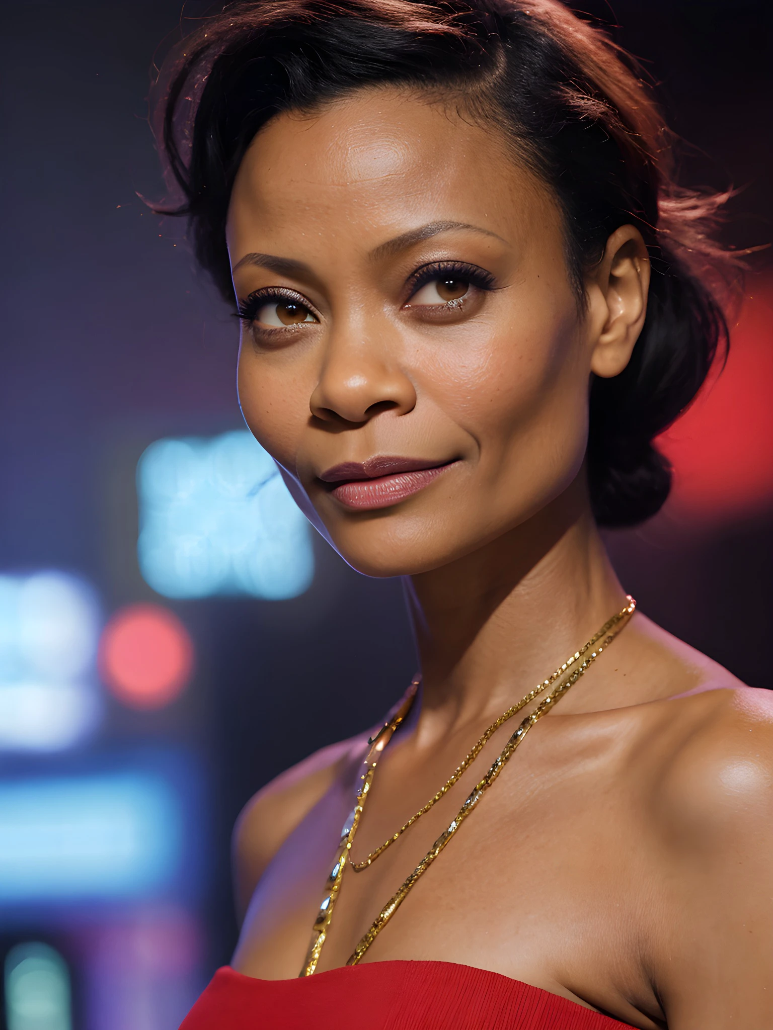 Extremely gorgeous Theresa Randle AS A WAKANDAN WARRIOR, DETAILS, GOOD SKIN, highly detailed, skin pores, sharp focus, amazing details,