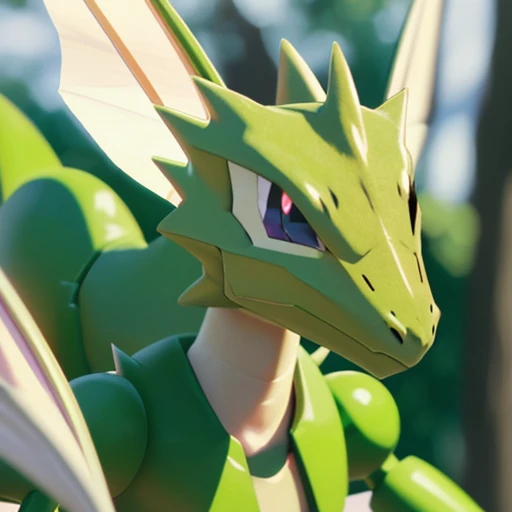 solo,( scyther:1.2), standing, portrait, pokemon (creature), no humans, focus on face, outdoors,( close up on face:1.2), dragon, <lora:Scyther_-_Pokemon:1>