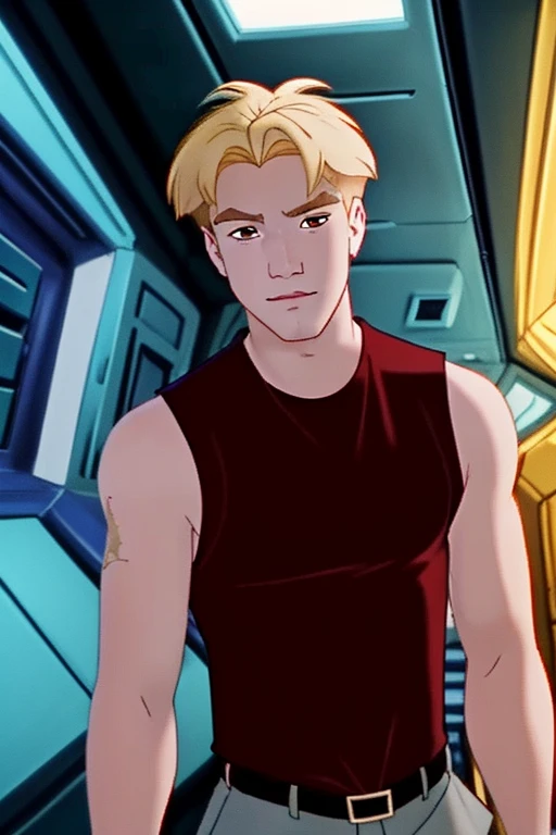 <lora:Cale-V2_HH-000020:0.8> c6l3,(disney style drawing),1boy, man,brown hair, looking at viewer<lora:DisneyRenV2:-0.00>
disneyrenaissance style, blonde hair, masterpiece,(tank top)
(location: spaceship, corridor)
