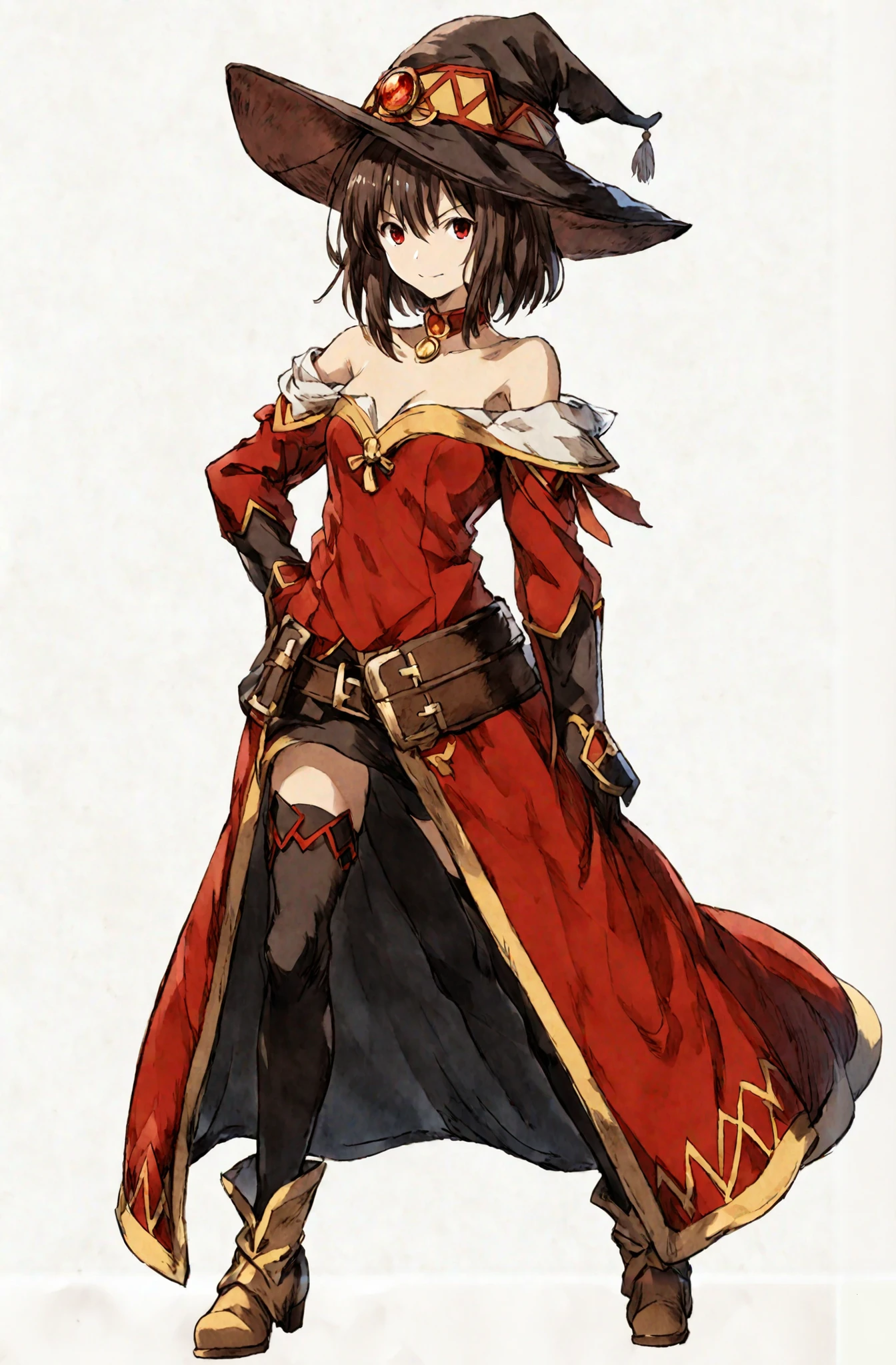 Megumin, red eyes,
(white background:1.5), looking at viewer, eyestyle: UBW, slit pupils, <lora:Brave_Exvius_ArtStyle:1>, <lora:pensketch_without_pen_lora:1> penSketch_style, (ink sketch, hatching), <lora:granblue_fantasy_style_pony:1> granblue, granblue_fantasy_style_xl