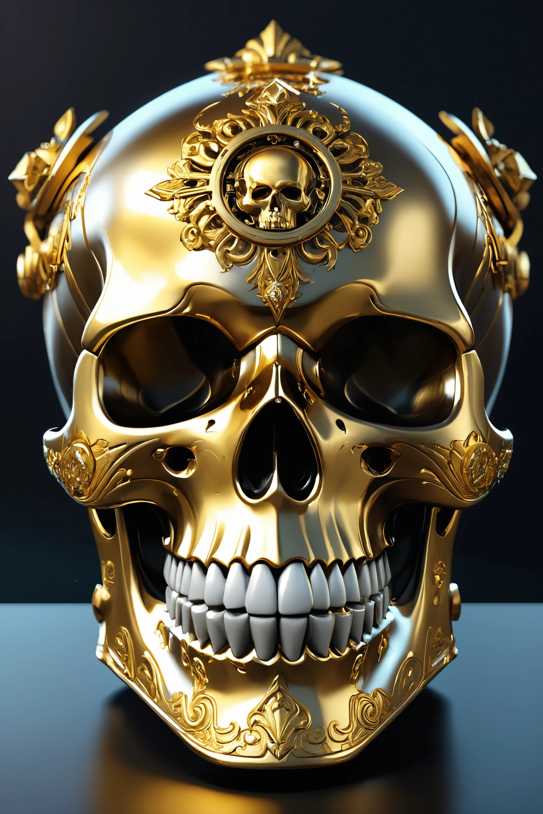 Imagine a skull-shaped cup adorned with intricate golden embellishments, Crafted from gleaming gold, ornate engravings cover its surface,,
cyberpunk,
, masterpiece, digital painting, medium shot, sharp focus, , cgsociety, analytical art, detailed,