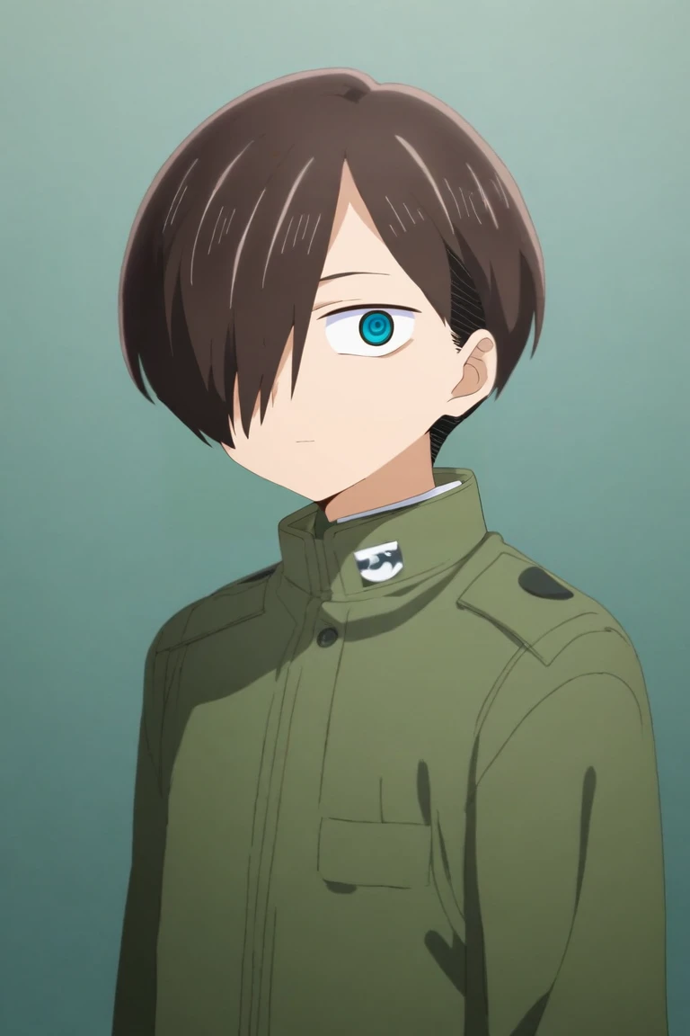 score_9, score_8_up, score_7_up, source_anime, rating_safe, intricate details, (photorealistic:0.6), looking at viewer, upper body, , 1boy, solo, male focus, <lora:kyoutarou_ichikawa_pony:0.98>, kyoutarou_ichikawa, brown hair, blue eyes, short hair, hair over one eye, bangs, , military base, Hands on the back of the neck, indicating frustration or stress, <lora:sdxl_lightning_8step_lora:1>