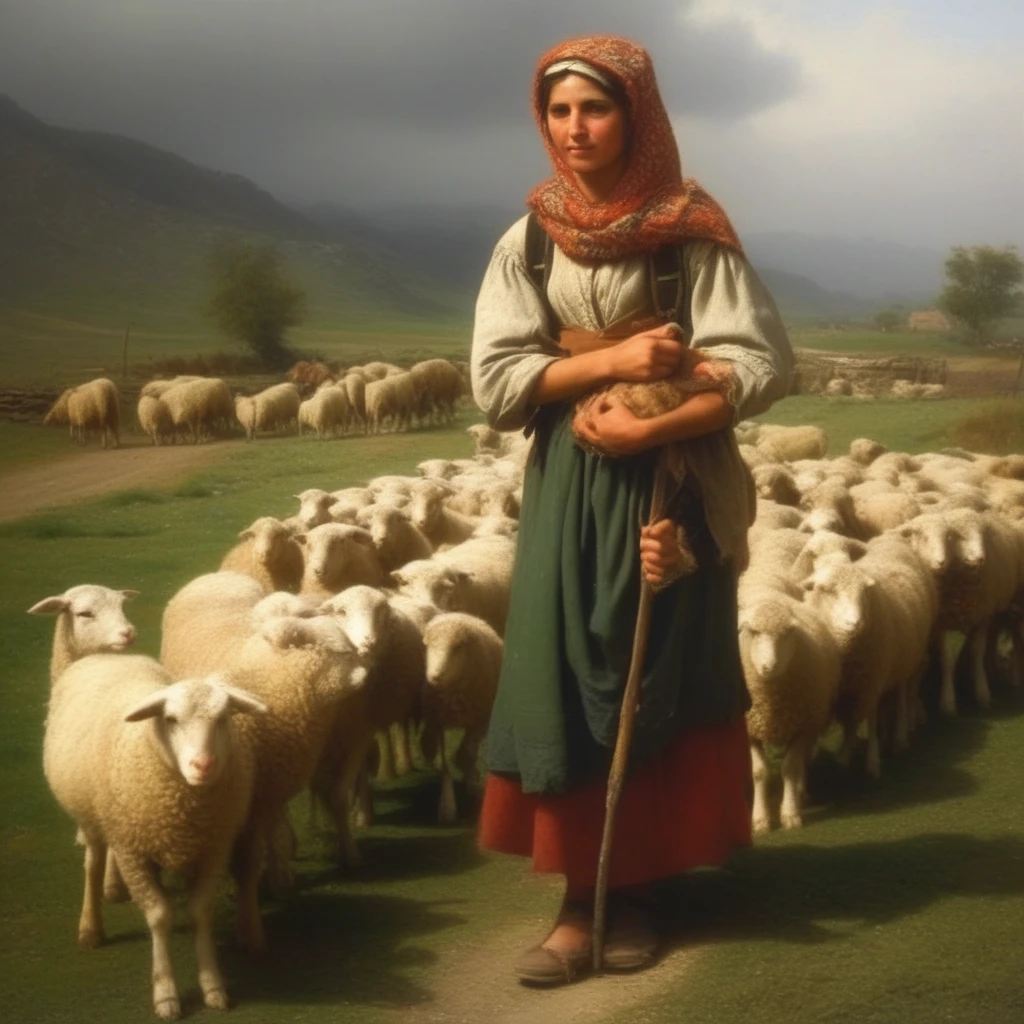 shepherdess out of her village