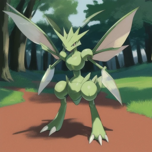 scyther, full body, no humans, outdoors, pokemon (creature), solo, <lora:Scyther_-_Pokemon:0.8>