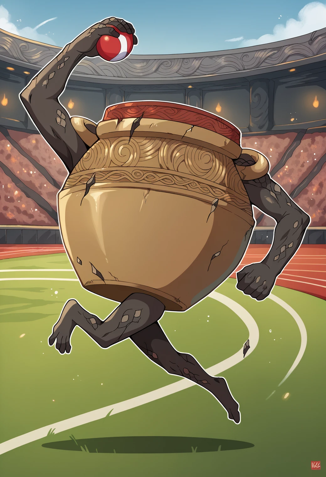 score_9, score_8_up, score_7_up, RythIFAlexanderPony, Alexander \(Elden Ring\), pot guy,RythIFAlexanderPony, Alexander \(Elden Ring\), pot guy, full body, running, stadium, holding rugby ball , chased by rugbymen, solo, <lora:ifalexander:1>