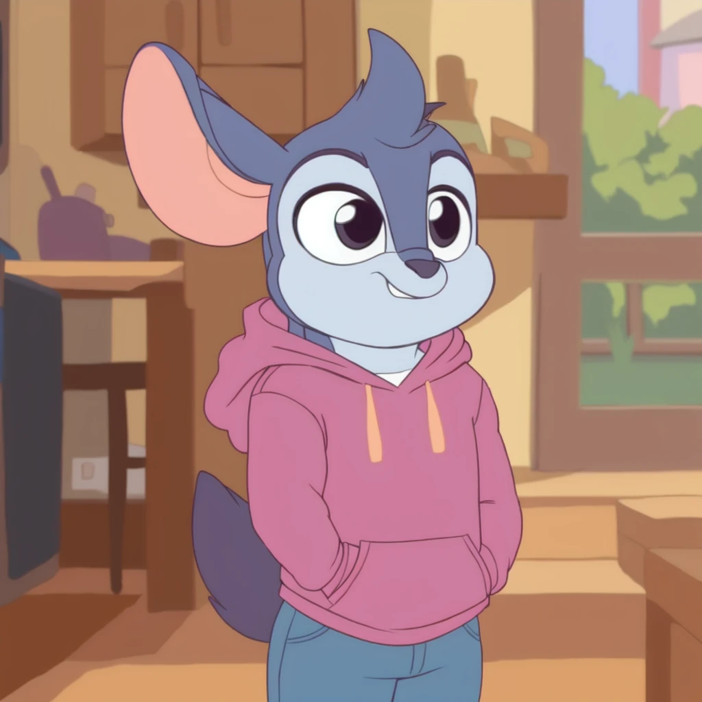 <lora:chaziz_chip_and_charla:1>, chinchilla, chip_chilla, interior, hoodie,