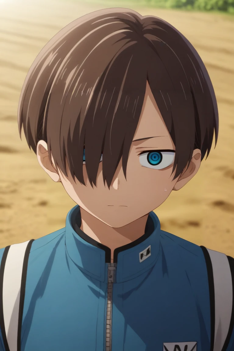 score_9, score_8_up, score_7_up, source_anime, rating_safe, , (3d:0.4), , , depth of field, 1boy, solo, male focus, <lora:kyoutarou_ichikawa_pony:0.84>, kyoutarou_ichikawa, brown hair, blue eyes, short hair, hair over one eye, bangs, , dirt road, , <lora:sdxl_lightning_8step_lora:1>