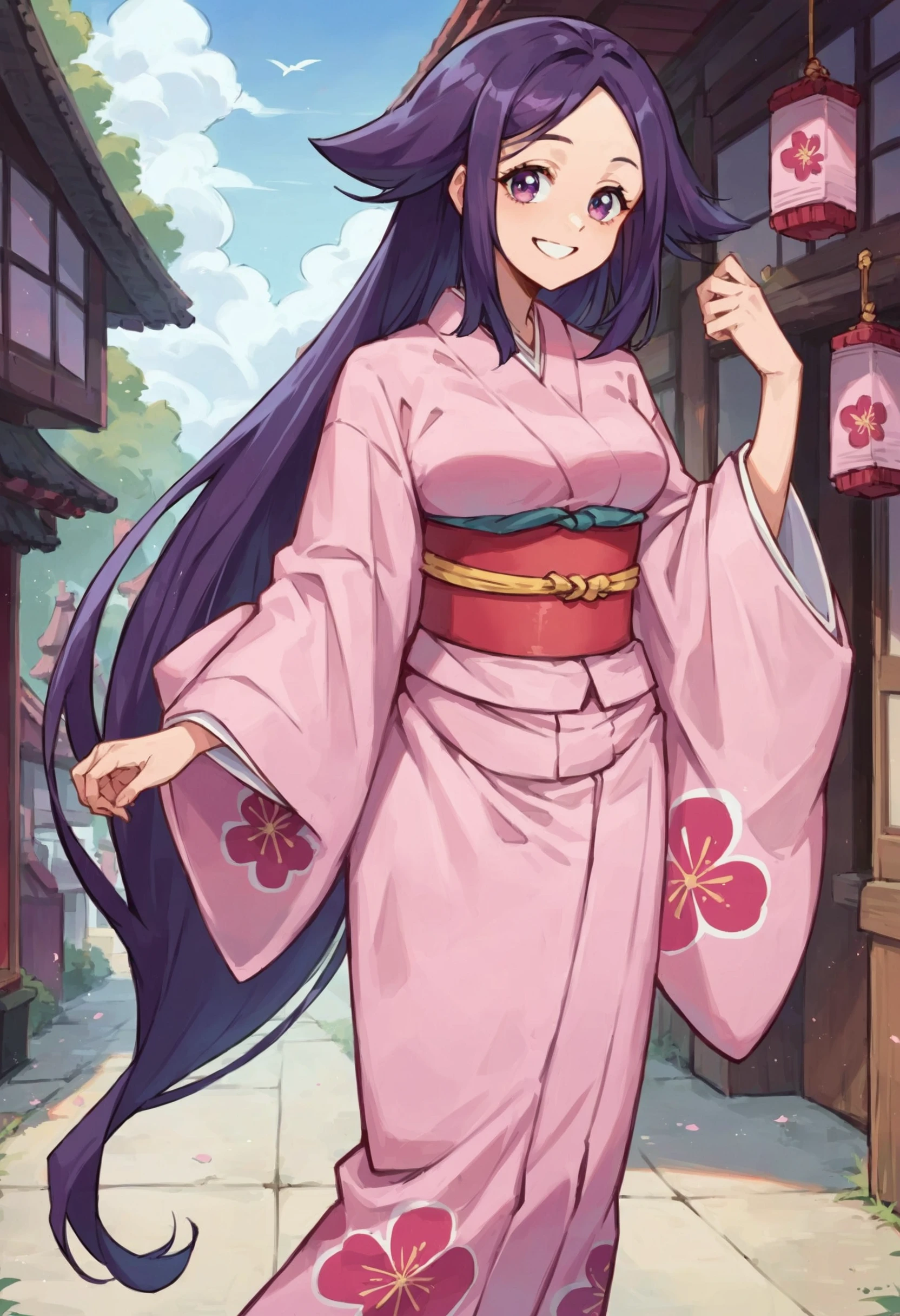 score_9_up score_8_up score_7_up, source_anime, 1girl oharu, pink kimono, smile
<lora:oharu_pony_d16:1>