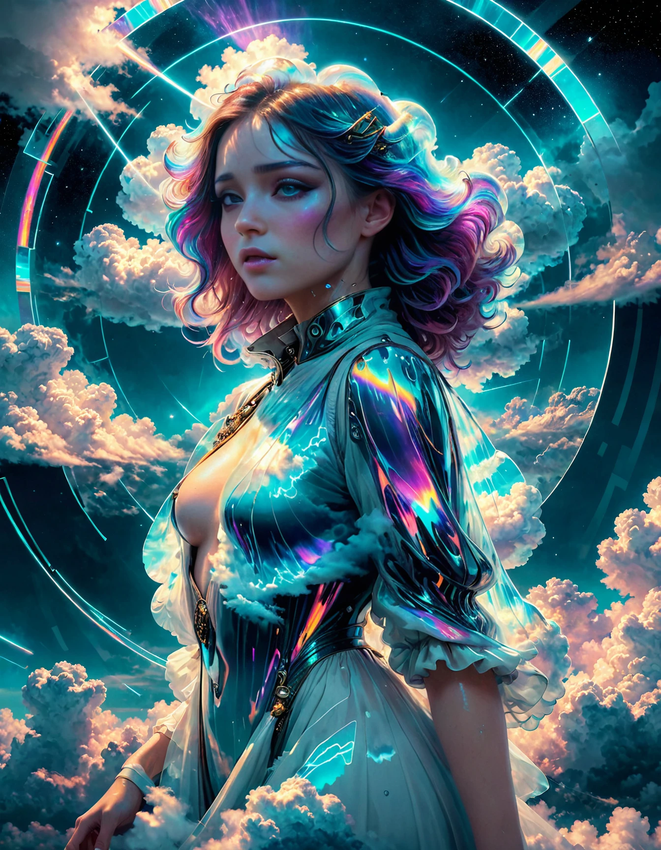 masterpiece,highres,realistic,a woman,portrait,
calm,calm,glitch,clouds,TimeCollapseX, space, void, entity, Metamorphosis, Dreamscape, Exhilaration,8k, Metamorphosis, full portrait, concept art, dramatic lighting, enchanted,8k, light effect, uveaugmented, by Alphonse Mucha, Artstation, Greg Rutkowski, Tom Bagshaw, Law<lora:TimeCollapseX_epoch_10:1>