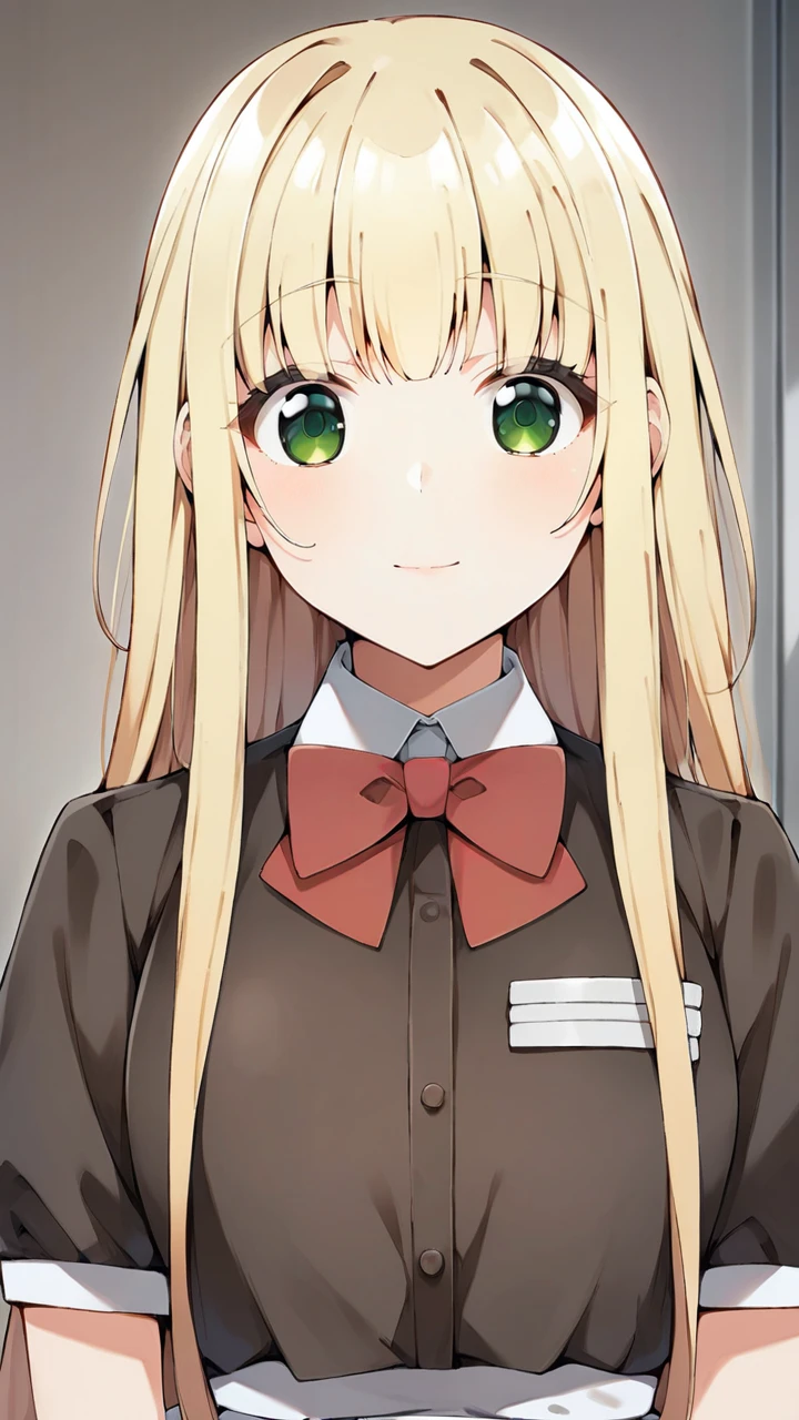 score_9, score_8_up, score_7_up, source_anime, rating_safe, BREAK
1girl, solo, looking at viewer,portrait,
<lora:Noel_Izumi_v5-soralz:0.9>, noel_izumi, blonde hair, long hair, green eyes, sidelocks,
red bowtie, brown shirt, waitress,
