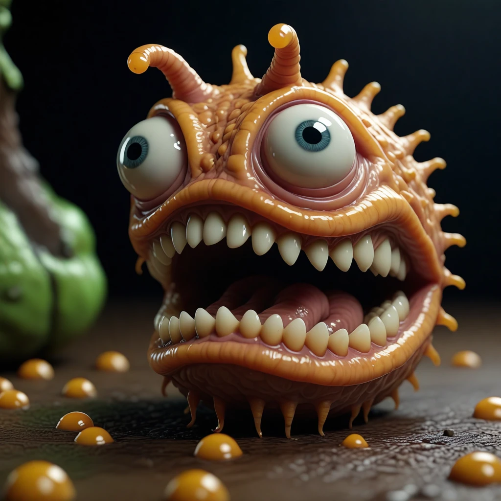 (A 32K_3-D Render Showcases a Hyperdetailed, Life-Like {A ambient occlusion rendition of a surreal, organic Dunkaroos as a worm-ridden corpse, inspired by the biomechanical horror of Naoto Hattori } with wet on wet PBR Material that pops off the page.)>(Cinema4D_V-Ray_with_Photon_Mapped_PBR_Material, Advanced_Depth_mapped_photorealistic_Textures:1.3) || (Light_caustics, real_time_ray-tracing, path_tracing:1.2) ||