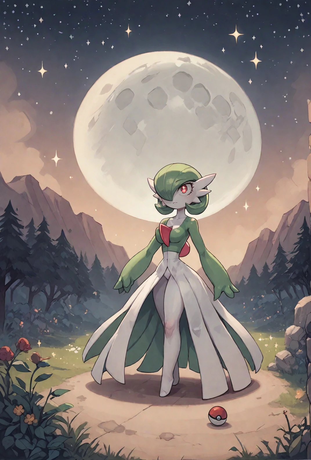 score9, score_8_up, score_7_up, 1girl, gardevoir, pokemon, pokemon_(creature), outdoors, stars, moon, sparkles, glowing, asymmetrical, <lora:Glorp_Bingo_Mega_Mix-000001:0.8> glorpbingomegamix1