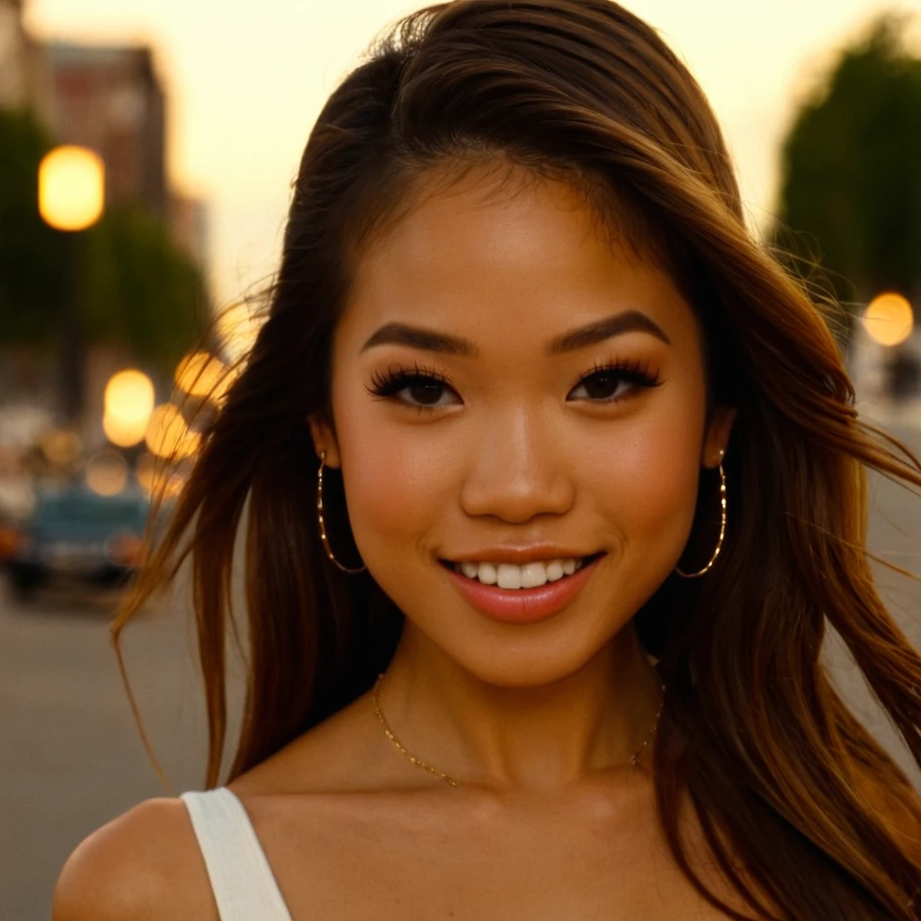 embedding:trained/sdxl/p2/vina-sky-000007, girl posing for a photo in a city, natural, beautiful eyes, perfect teeth, [imperfections], 100mm f/2.8 macro lens, film grain, candid camera, color graded cinematic, 1960s vintage RAW photo, eye catchlights, catchlights in eyes, dramatic lighting, atmospheric lighting, rembrandt lighting, realistic