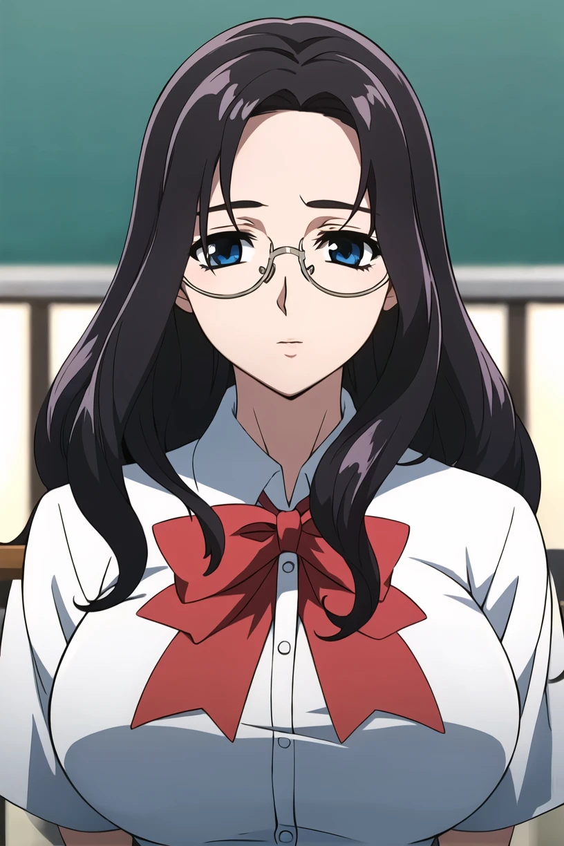 best quality,masterpiece,looking at viewer,1girl,absurdres,
depth of field,<lora:019-天ä¸å¤©ä¸-èèçé±¼V2:0.7>,kuzunoha mana,black hair,glasses,long hair,school uniform,bow,large breasts,blue eyes,