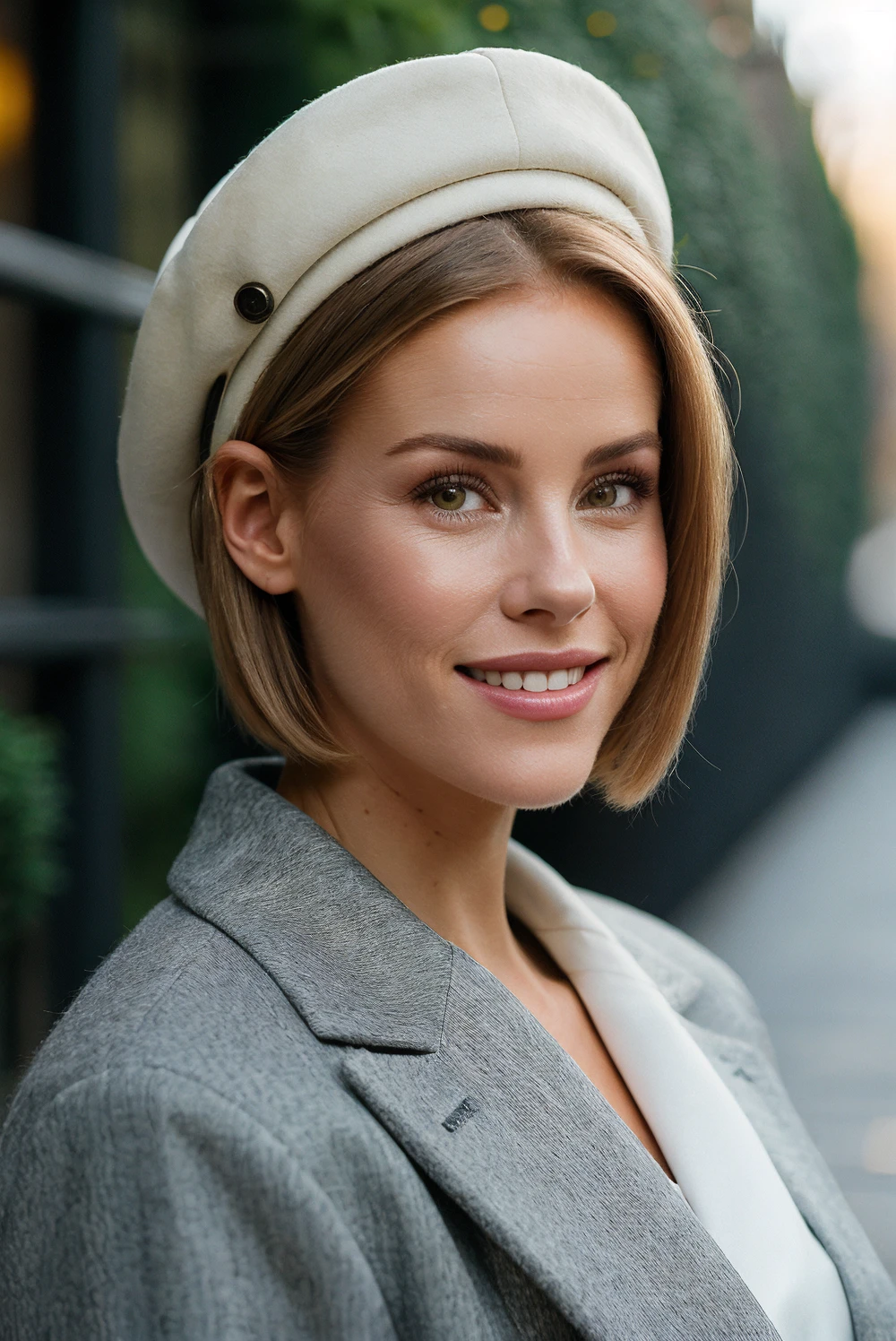 lauraetayo, woman, ultra-realistic, highly-detailed, portrait, short hair, coat, smile, outside, hat, bokeh,
<lora:LauraEtayoSD:1>