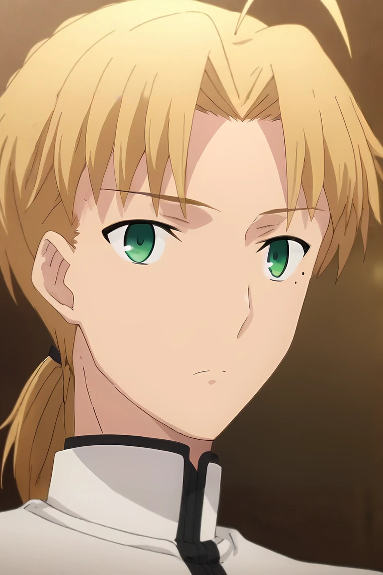 score_9, score_8_up, score_7_up, source_anime, rating_safe, intricate details, anime screencap, anime coloring, , , , depth of field, 1boy, male focus, <lora:rudeus_greyrat_pony:0.70>, rudeus_greyrat, blonde hair, green eyes, short hair, bangs, parted bangs, ahoge, mole, mole under eye, ponytail, low ponytail, solo, Parallel Universe, <lora:fsn_ubw_style_pony:1>, fsn_ubw_style, <lora:sdxl_lightning_8step_lora:1>