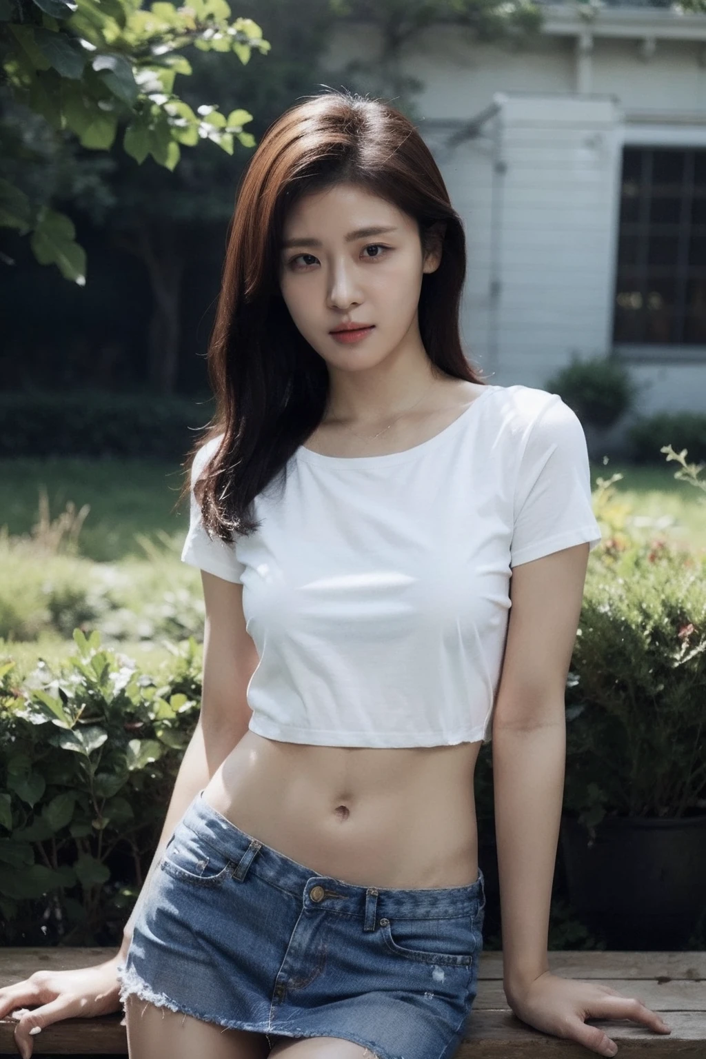 (realistic), (hyperrealism),best quality, masterpiece,ultra high res, (photorealistic:1.4),1girl,(looking at viewer:2), shop,
mini skirt, cutoff shirt, navel,
cowboy shot, <lora:makina69_hajiwon_v1.0:1>,