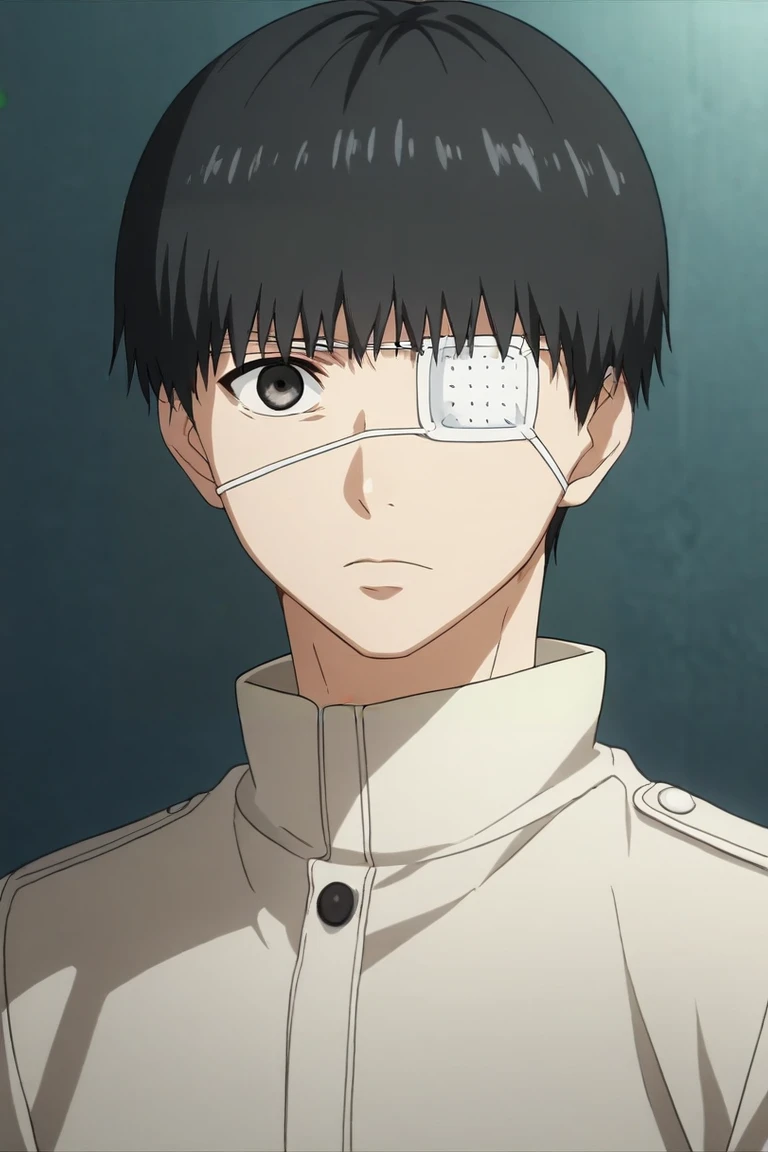 score_9, score_8_up, score_7_up, source_anime, rating_safe, intricate details, anime screencap, , , looking at viewer, , depth of field, 1boy, solo, male focus, <lora:ken_kaneki_pony:0.96>, ken_kaneki, black hair, black eyes, short hair, bangs, eyepatch, , military base, , <lora:sdxl_lightning_8step_lora:1>