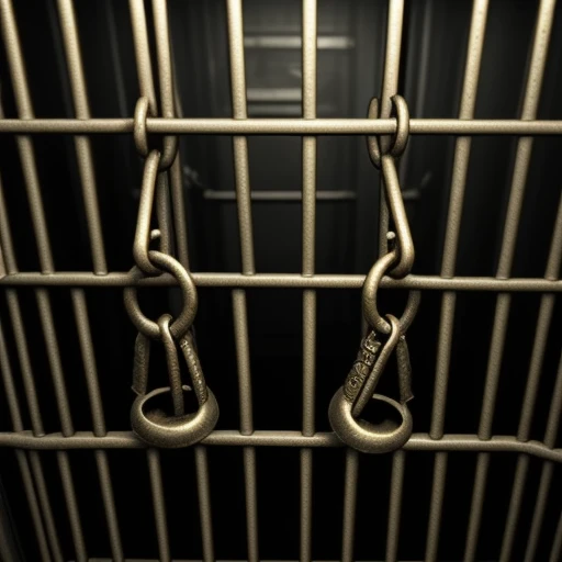 Chained girl behind bars Chained girl behind bars