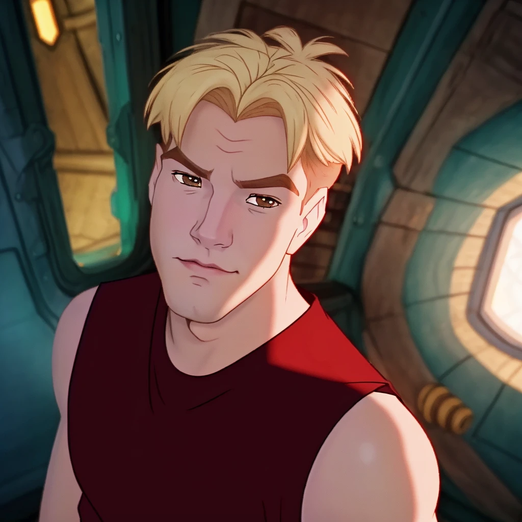 <lora:Cale-V2_HH-000020:0.8> c6l3,(disney style drawing),1boy, man,brown hair, looking at viewer<lora:DisneyRenV2:-0.00>
disneyrenaissance style, blonde hair, masterpiece,(tank top), close-up
(location: spaceship, corridor)