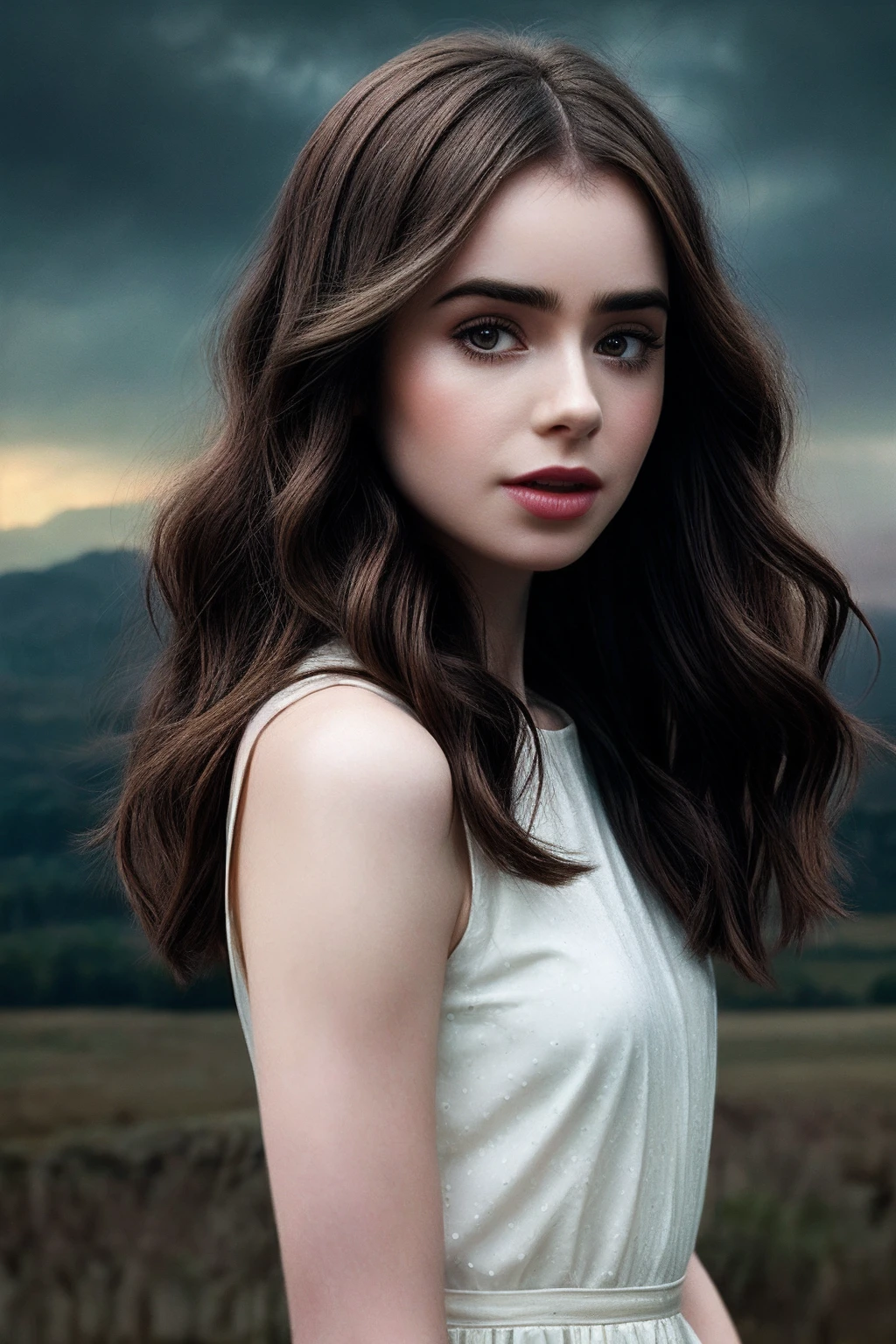 LilyC_SoloTI_v1, PA7_Portrait-MCU,
a beautiful woman, (Rocking a figure-hugging retro dress with polka dot prints and a sweetheart neckline, paired with classic red pumps and a playful hair scarf),
(Sinister castle looming over a desolate landscape, lightning crackling across the sky, the eerie howl of distant wolves, minions scurrying to fulfill her commands, the air thick with the scent of ancient magic and impending doom:1.3), (seductive:1.3),(analog, cinematic, film grain, hazy atmosphere, cinematic shot:1.3),
<lora:add_detail:0.8>,<lora:LowRa:0>