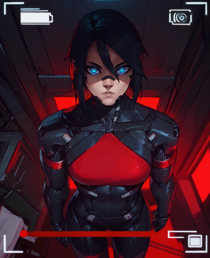 score_9,score_8_up,score_7_up,score_6_up,
elsterxl,black hair,blue eyes,glowing eyes,nose mark,android,medium hair,
looking at viewer,serious,
black bodysuit,from above,viewfinder,
indoors,red lights,science fiction,<lora:elster:1>,