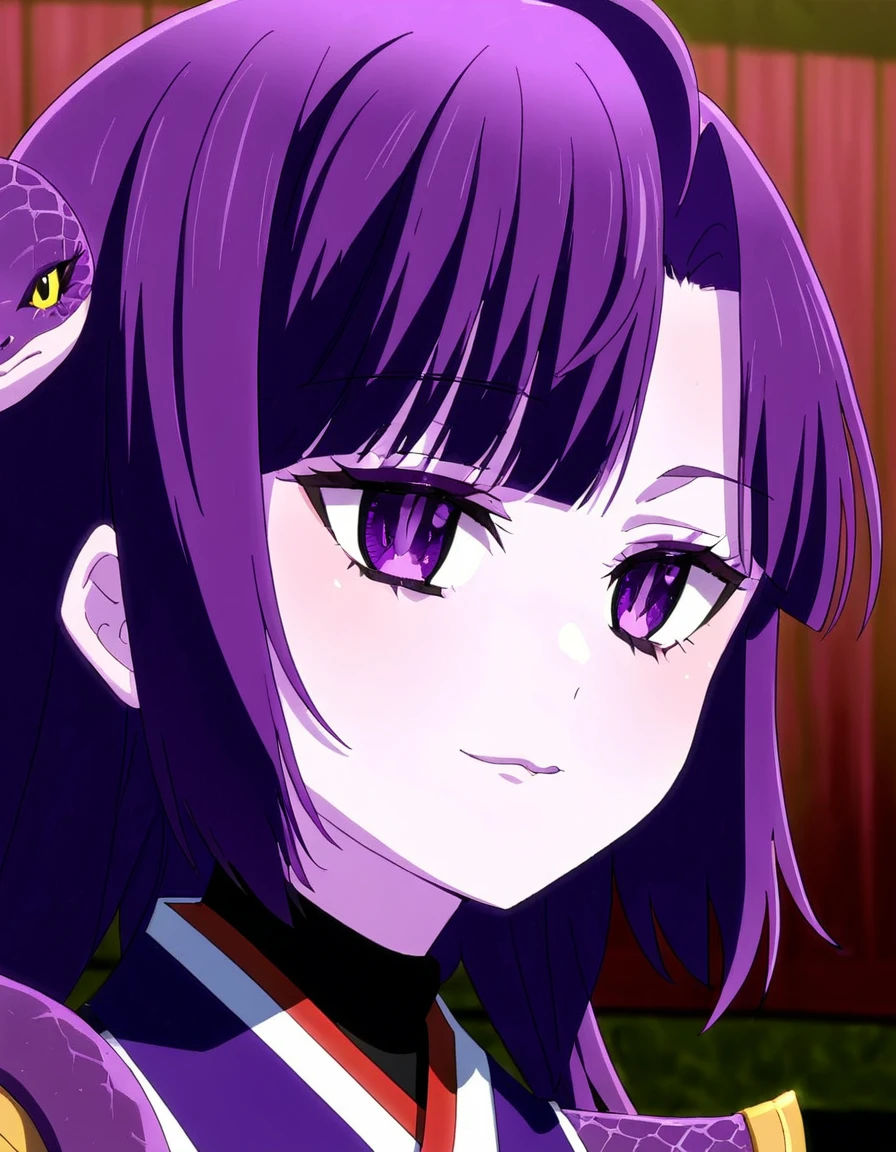 Shikoku, purple hair, snake hair, , portrait