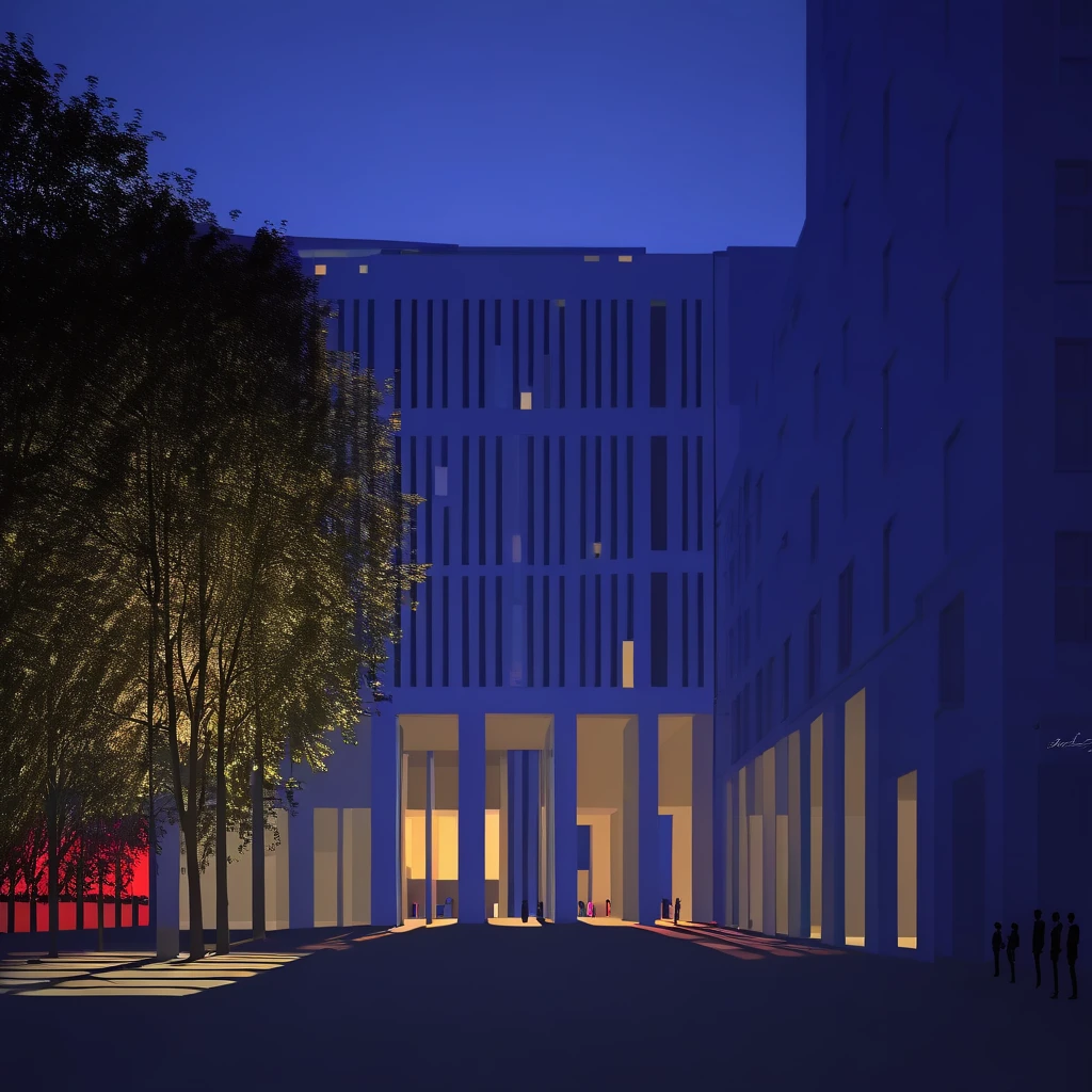 light, entrance, buildings, facade, tree