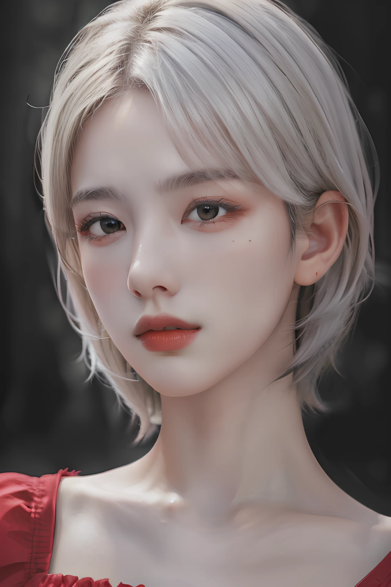 (4k, best quality, highres, absurdres, masterpiece:1.21), (realistic:1.431), detailed and intricate, 
1girl, white hair, red shirt, <lora:girlslike_syn:0.7>