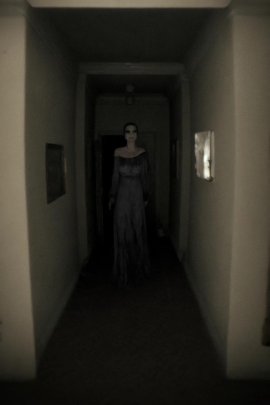 Psychedelic style ((Glamour Portrait)),long shot scenic professional photograph of In the chilling silence of the endless corridor, a spectral presence looms â Lisa, her form a sinister silhouette against the darkness. She glides ominously, accompanied by eerie echoes of mournful wails. Yet, amidst the dread, there's an unsettling calm to her aura, a deceptive tranquility amidst the horror. My heart races as I watch her approach, her movements unnerving, like a specter drifting through the night. The flickering lights cast menacing shadows that writhe across her pallid, sorrow-stricken visage. Despite the overwhelming terror that grips me, I'm inexorably drawn to her, unable to break free from her malevolent gaze. Each step she takes brings her closer, blurring the boundary between nightmare and reality. In this labyrinthine abyss of fear and despair, I'm but a hapless spectator, powerless to escape the encroaching embrace of this spectral entity from the depths of Silent Hill's twisted psyche.
<lora:Proyect P.T:1> Amazing anatomy, (fantastic horror perfect art, 64k ultra hd:1.1), (art by apterus, art by dan mumford, art by lovecraft:1.2), best quality, 500px, cgsociety.
(delightful anatomy:1.1), (gloomy illumination, insane, stunning, dramatic, completed artwork, HQ:1.1), (Apterus anatomy, Dan mumford style:1.2).
psychological things, 1940, VHS, videocassette recorder, found footage., perfect viewpoint, highly detailed, wide-angle lens, hyper realistic, with dramatic sky, polarizing filter, natural lighting, vivid colors, everything in sharp focus, HDR, UHD, 64K . Vibrant colors, swirling patterns, abstract forms, surreal, trippy
