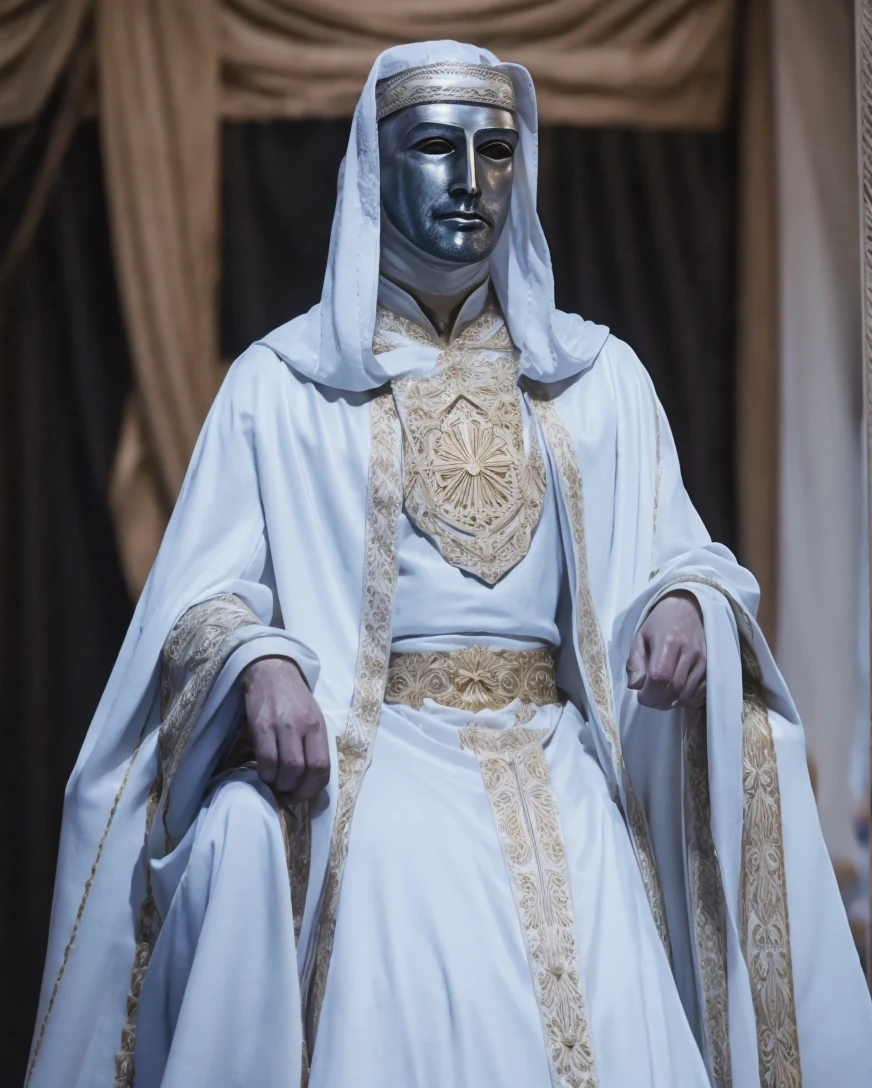 <lora:King_Baldwin_IV:1>, realistic, 4K, High definition, 8K, King Baldwin, luxurious white robes, solo