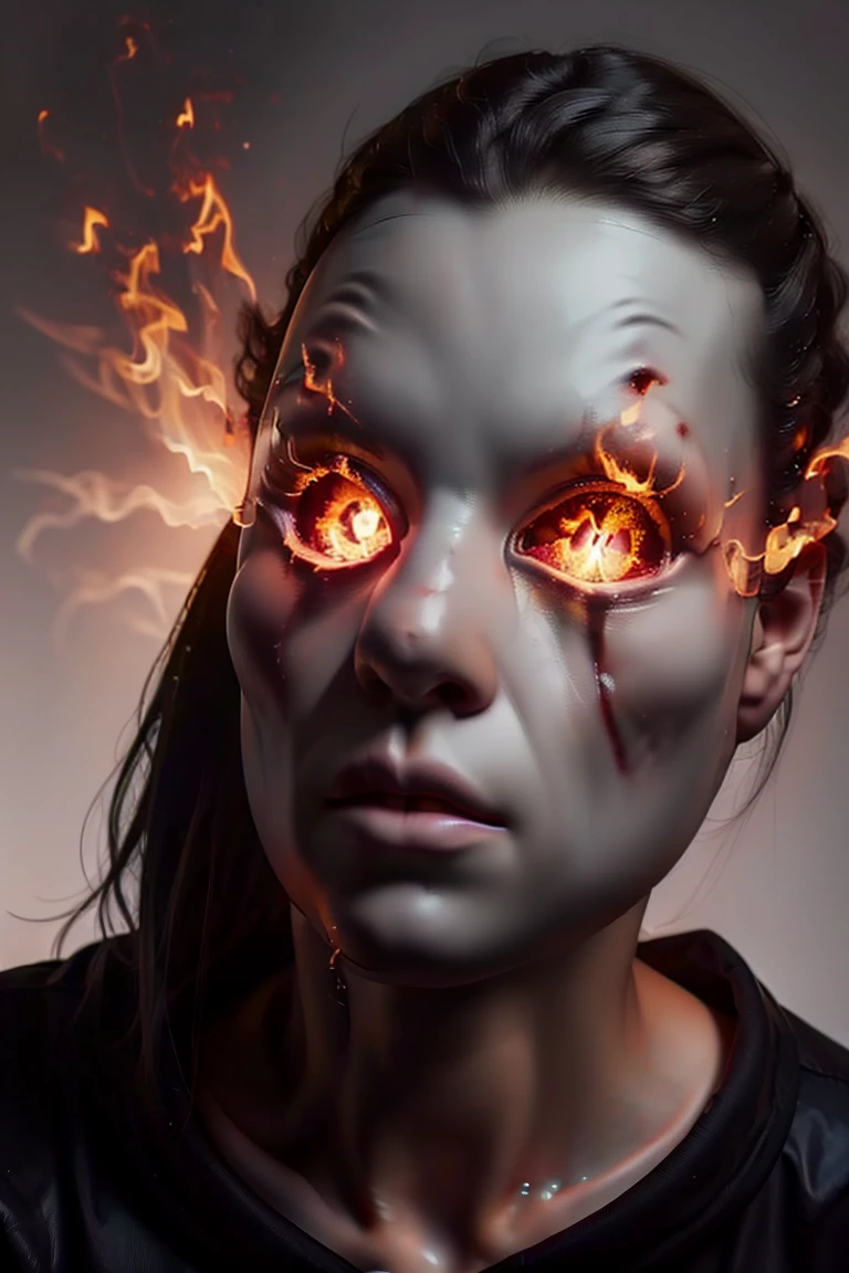 The Face of Creation and Destruction: In an eternal cycle, a face creates and destroys, one eye shedding tears that become worlds of beauty and light, the other crying flames that incinerate and consume, representing the dual forces of creation and destruction. Settings: Ultra-detailed 3D art, Octane Render, 'kimoxko' 32K UHD