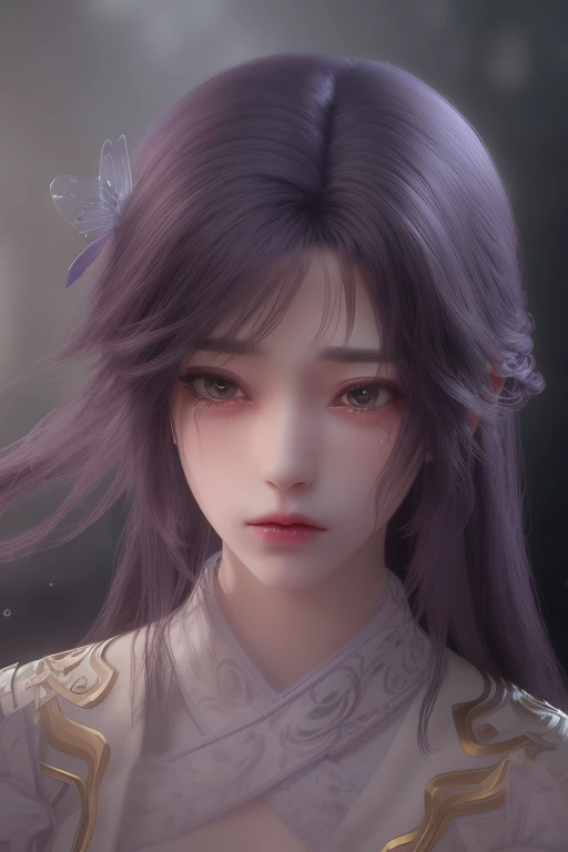 <lora:ZWyunxi:1>,yunxi, 1girl, solo, purple hair, long hair, sad, hair ornament, teardrop, streaming_tears, looking at viewer, tearing_up, closed mouth, facial mark, tears, expressionless, realistic, dress, portrait, upper body
<lora:Detail Tweaker LoRA (ç»èè°æ´):0.4>,black background,, best quality , masterpiece, illustration, an extremely delicate and beautiful, extremely detailed ,CG,unity,8k wallpaper, Amazing, finely detail, masterpiece, best quality,official art,extremely detailed CG unity 8k wallpaper,absurdres, incredibly absurdres, huge filesize , ultra-detailed, highres, extremely detailed,beautiful detailed girl, extremely detailed eyes and face, beautiful detailed eyes,light on face,
