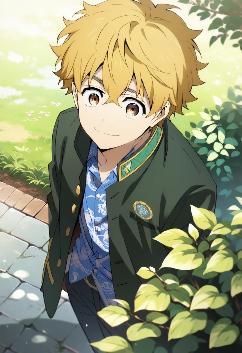 score_9, score_8_up, score_7_up, masterpiece, best quality, cute, male focus, AKIHIKO NIREI, BLONDE HAIR, BROWN EYES<lora:EMS-362965-EMS:1.000000>