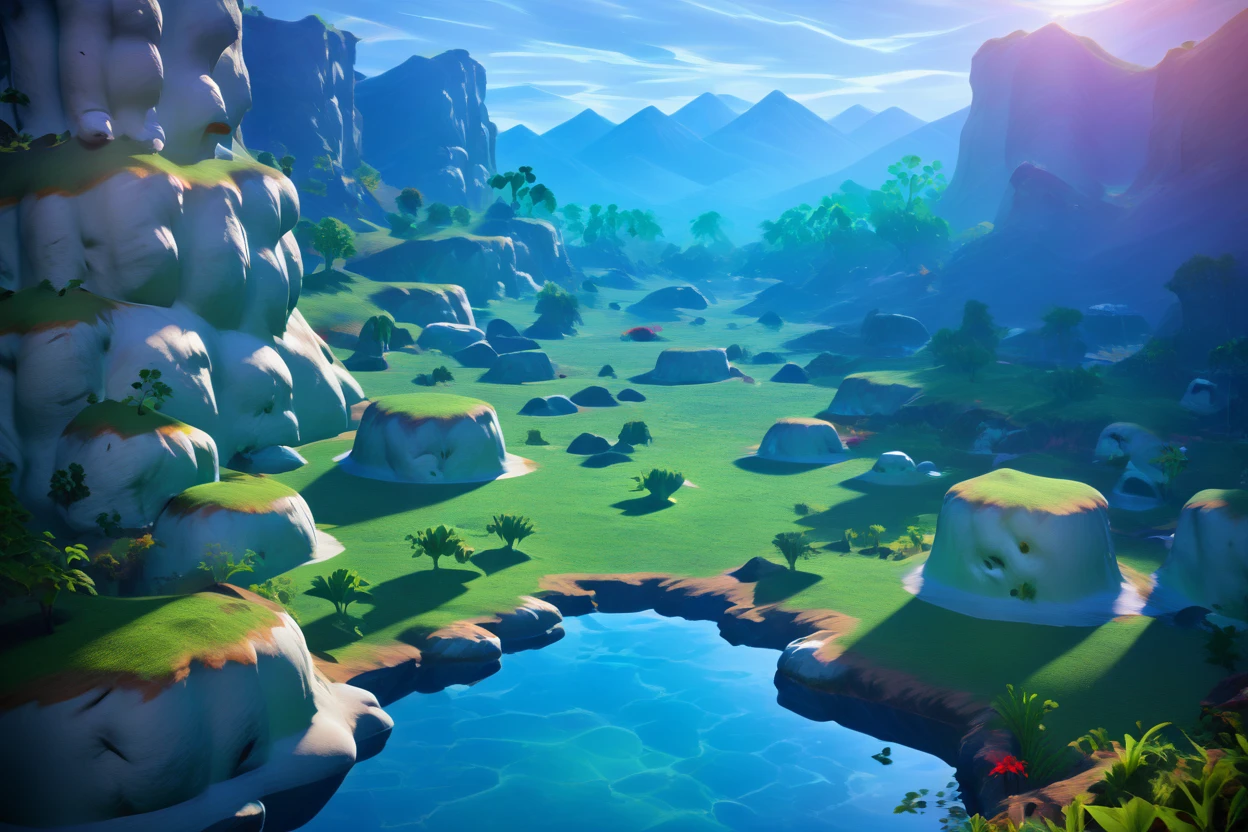score_9, score_8_up, score_7_up, score_6_up,break wasteland, (white ground:1.3), grass, tree, plateau, pond, water, 3d, <lora:BreakWastelandPony:1>