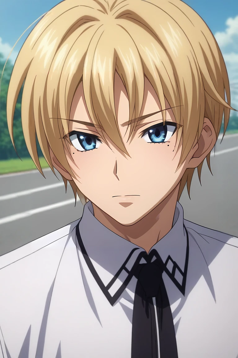 score_9, score_8_up, score_7_up, source_anime, rating_safe, intricate details, anime screencap, , official style, , , 1boy, solo, male focus, <lora:yuuto_kiba_pony:0.74>, yuuto_kiba, blonde hair, blue eyes, short hair, hair between eyes, mole, mole under eye, straight-on, full body, highway, light, legs up, giggling, , <lora:sdxl_lightning_8step_lora:1>