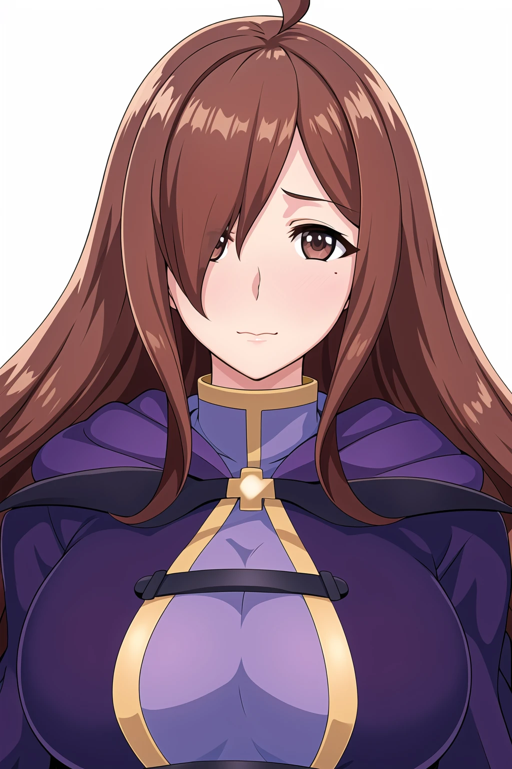 Simple White Background,
dynamic pose,standing at attention,
purple robe,purple dress , long sleeves, wide sleeves, 
<lora:wiz_konosuba-KK77-V2:0.7>,
red_hair,brown_eyes,hair_over_one_eye,Bangs,brown eyes,
<lora:Oda_Non_Style-KK77-V2:0.3>,<lora:more_details:0.1>,
1 girl, 20yo,Young female,Beautiful long legs,Beautiful body,
Beautiful Nose,Beautiful character design, perfect eyes, perfect face,expressive eyes,perfect balance,
looking at viewer,(Focus on her face),closed mouth, (innocent_big_eyes:1.0),(Light_Smile:0.3),
official art,extremely detailed CG unity 8k wallpaper, perfect lighting,Colorful, Bright_Front_face_Lighting,White skin,
(masterpiece:1.0),(best_quality:1.0), ultra high res,4K,ultra-detailed,
photography, 8K, HDR, highres, absurdres:1.2, Kodak portra 400, film grain, blurry background, bokeh:1.2, lens flare, (vibrant_color:1.2),professional photograph,
(Beautiful,large_Breasts:1.4), (beautiful_face:1.5),(narrow_waist),