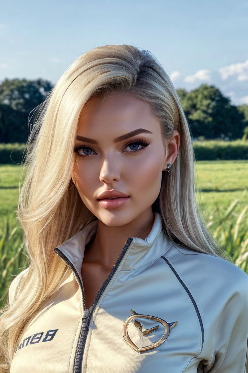 photo of S398_AnnaDurkin,a stunning woman,on a (field:1.1),wearing a (tracksuit:1.1),(4k, RAW photo, best quality, 50mm, depth of field, ultra high res:1.1),(intricate, photorealistic, cinematic-shot, masterpiece, ultra-detailed:1.1),