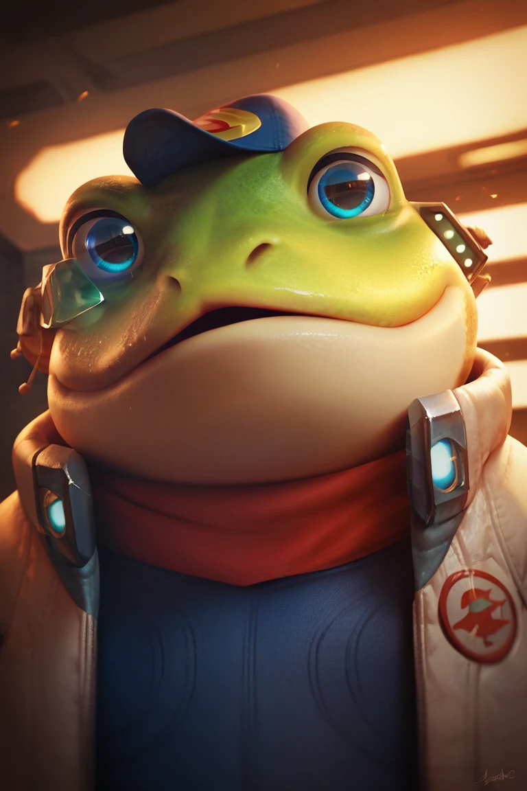 score_9, score_8_up, score_7_up, <lora:Slippy_Toad:1> slippy toad, in spaceship, face shot, face portrait, looking at viewer