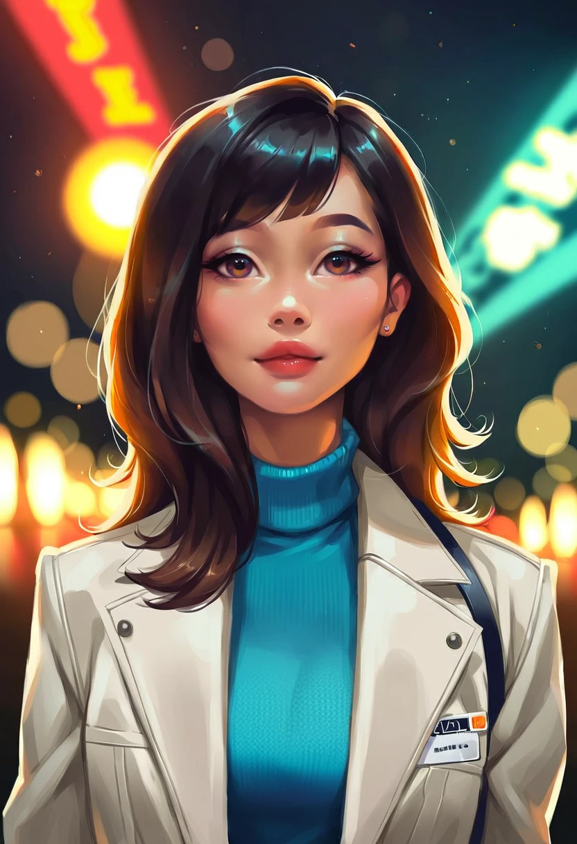 very beautiful and aesthetic, raw photo, realistic, score_9, score_8_up, score_7_up, score_6, score_5, score_4, rating_safe, dark theme, 1girl, High-fashion editorial: Asian model, medium shot, Tokyo night street. Bokeh effect blurs neon signs, emphasizing statement trench coat and model's confident pose. Professional lighting ensures flawless skin and sharp details.