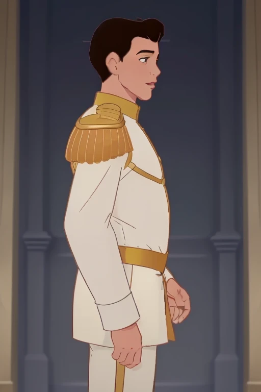 <lora:Prince_C-V1:0.77> Pr1nc3_C,((disney style animation drawing, drawing with dark thick lines)),
1boys,man, uniform, standing , from waist up, side view
<lora:DisneyRenV2:0.1> disneyrenaissance style, (image with very light colors)
location: ballroom