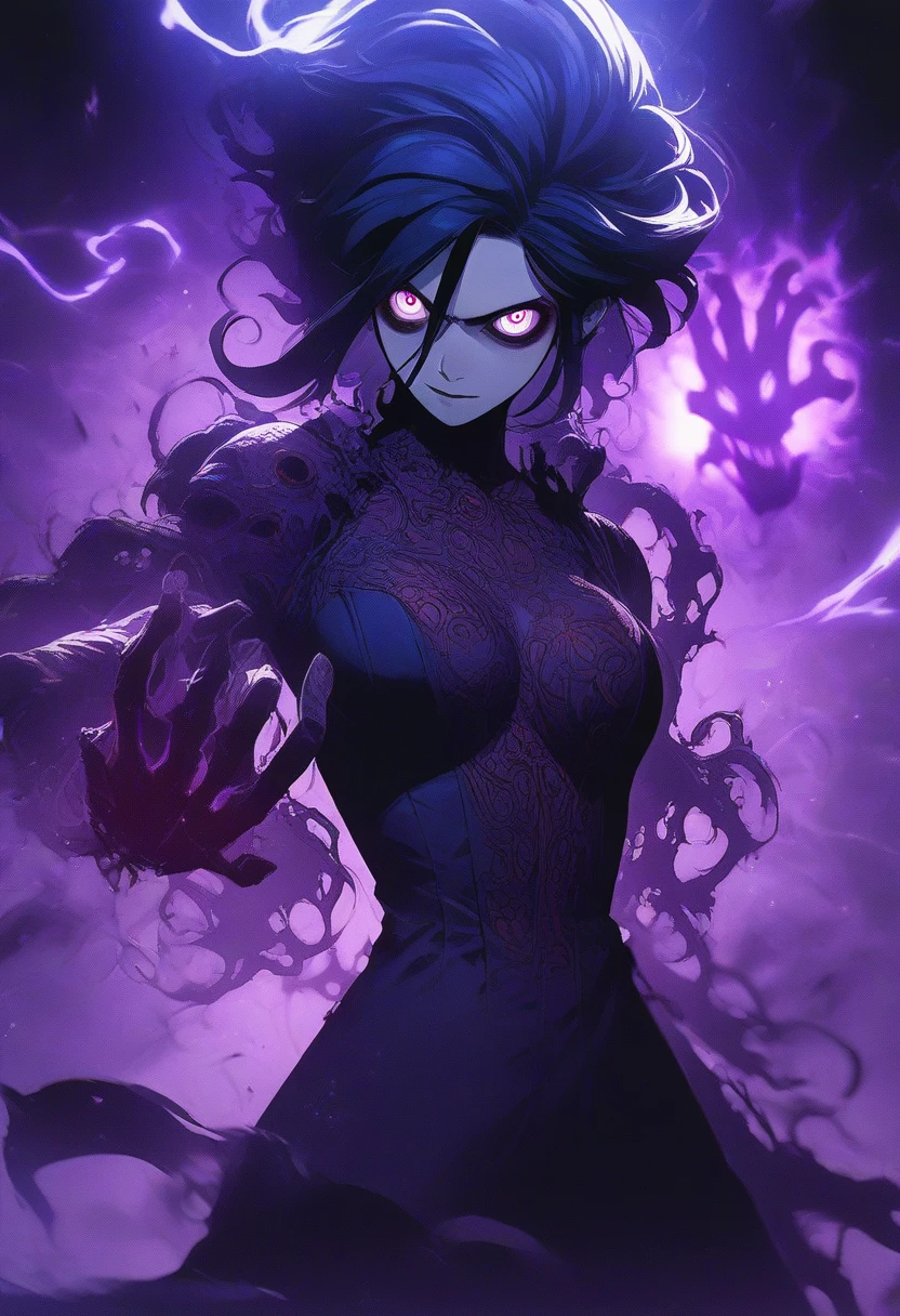 score_9, score_8_up, score_7_up, score_6_up, score_5_up, score_4_up <lora:Dark_Aura_for_Pony:1> dark aura, 1girl, black, perfect eyes, action pose, focus on breasts,sexy, erotic, squire, source_anime, Illustration, official artwork, anime style, wallpaper, official art, gloomy colors, dark aura, horror