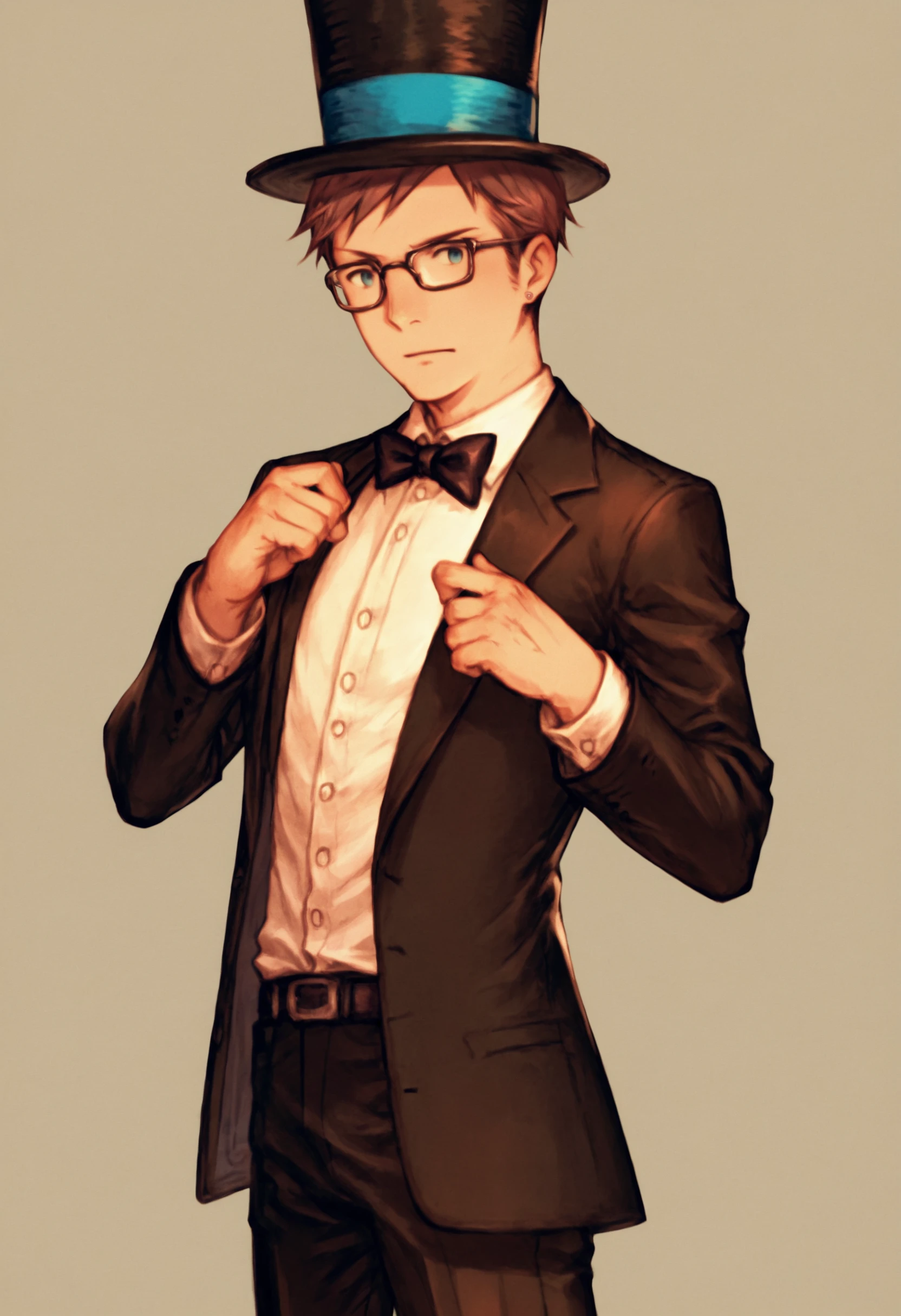 score_9_up score_8_up score_7_up, 1boy solo, short hair, glasses, top hat, straight hair, formal, suit
<lora:yoshida_akihiko_style_pony_d16:1>