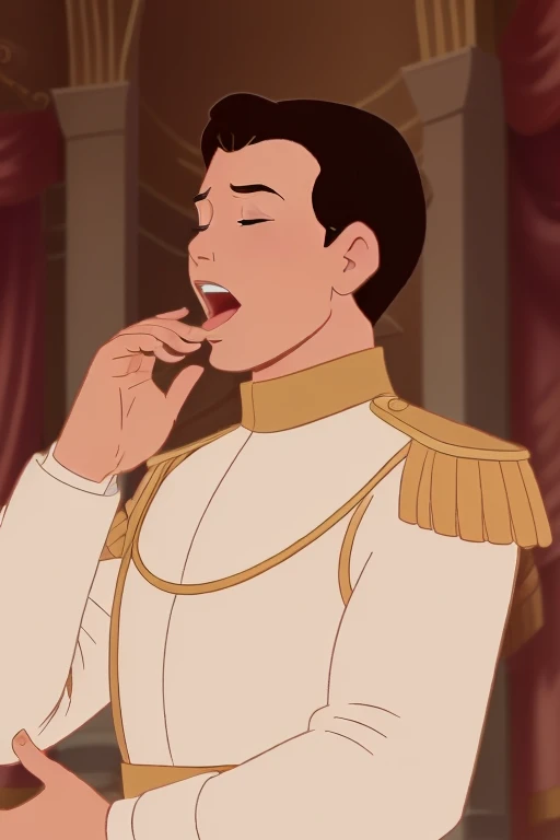 <lora:Prince_C-V1:0.77> Pr1nc3_C,((disney style animation drawing, drawing with dark thick lines)),
1boysman, uniform, yawning, closeup, (hand in front of mouth), (eyes closed:0.75)
<lora:DisneyRenV2:0.1> disneyrenaissance style, (image with very light colors)
location: ballroom