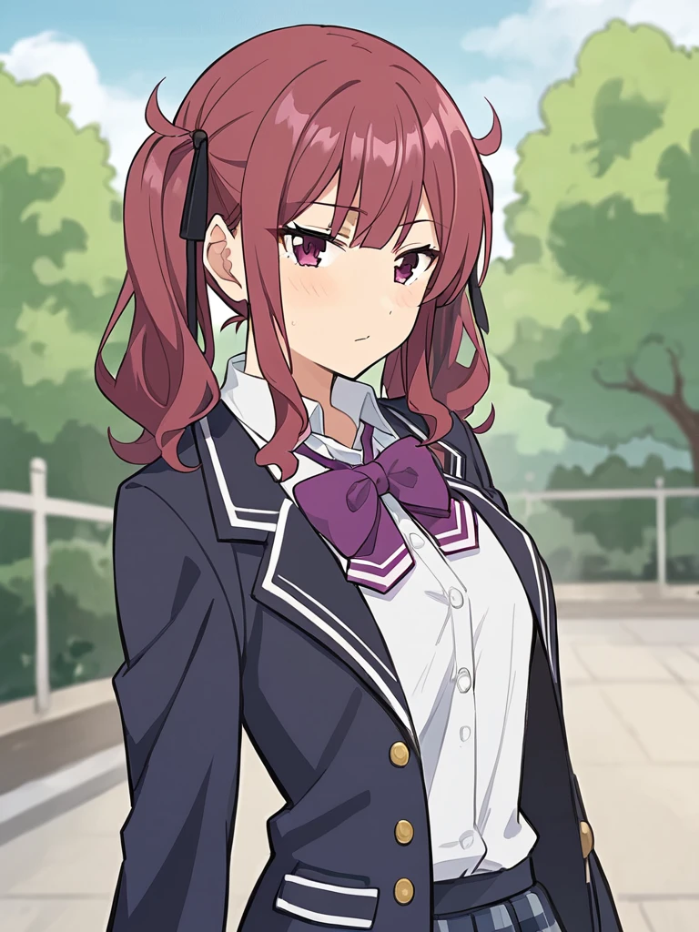 score_9, score_8_up, score_7_up, source_anime,masterpiece,best quality,highres,absurdres,official art,official style,source_anime,anime screencap,anime coloring,megami magazine,anime,animated,explicit,
shiny skin,portlait,
<lora:natsuki_karin:1> natsuki_karin,twintails, bowtie, jacket, school uniform, purple bow, hair ribbon, white shirt, black ribbon, collared shirt, bangs, purple ribbon, blazer,
