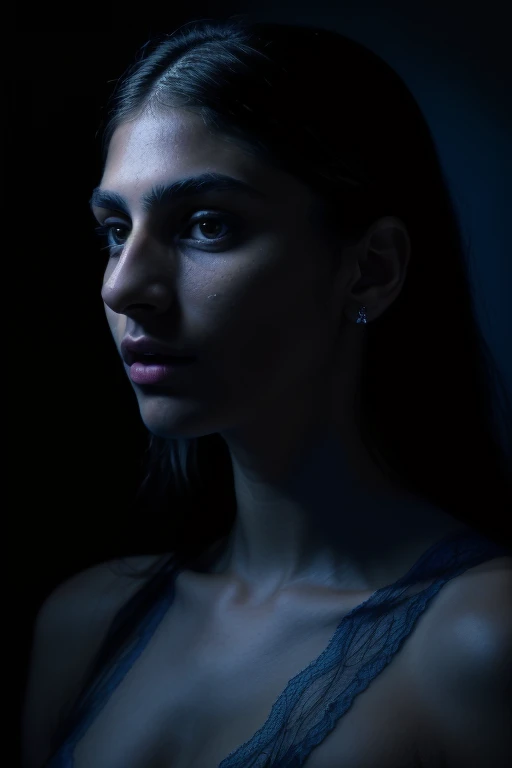 DEN_mia_khalifa,
((headshot:1.2) portrait on a (plain dark background:1.2), (headshot:1.2), (face focus:1.1), intricate (beautiful eyes:1.2), (wide open eyes:1.1), Big eyes, clean photo, lighting from behind, (Red lighting from the left:1.3), (Blue lighting from the right:1.3):1.2),
bokeh, f1.4, 40mm, photorealistic, raw, 8k, textured skin, skin pores, intricate details <lora:epi_noiseoffset2:1>, epiCRealism